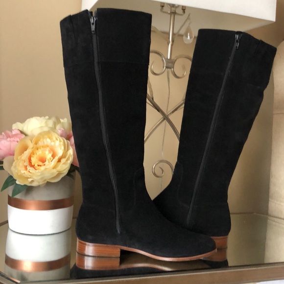 JACK ROGERS TARA BLACK SUEDE TALL BOOTS - Picture 3 of 12